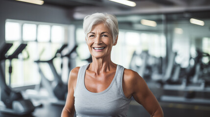 Fototapeta premium A Senior Elderly Woman at the Gym