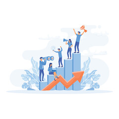 team strategy for business success concept, Business development plan for improvement, flat vector modern illustration