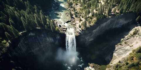 High angle view of Vernal Falls.