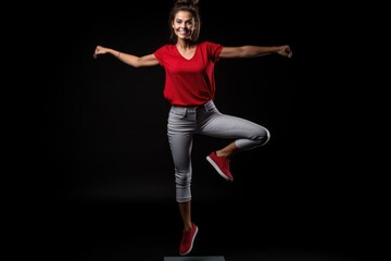 Young sporty woman in a studio