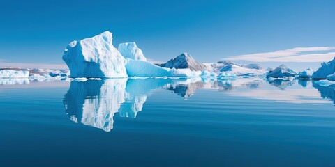Ice floats off of the waters of Antarctica.