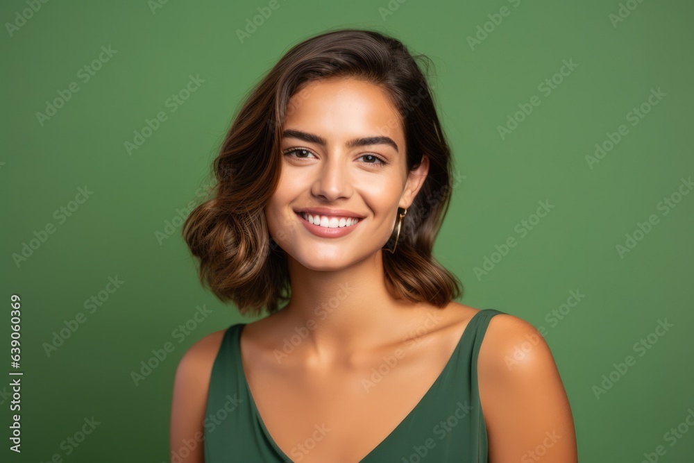 Wall mural spanish beauty 20 years old with shoulder-length hair - studio photo