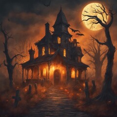 Creepy and Spooky Retro Style Halloween Background