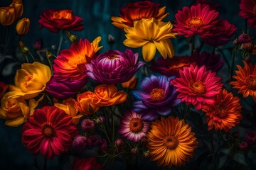 red and yellow flowers in garden Generated Ai