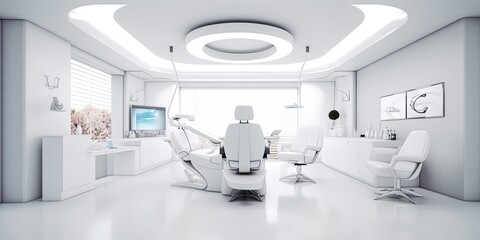 Modern dentists office with chair. Generative AI