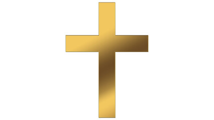 Golden cross, crucifix, symbol, religion, illustration, png.
