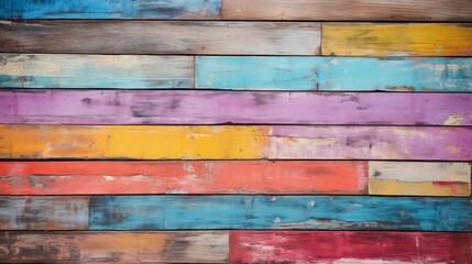 Wooden fence painted in a lively rainbow palette.. ai generation