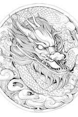 A simple drawing of a dragon in profile. Perfect for coloring or tattooing. Chinese theme