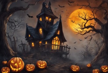 Creepy and Spooky Retro Style Halloween Banner