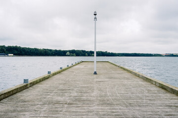 Surveillance post with camera on a pier.