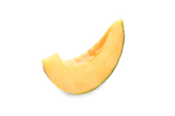 Piece of sweet melon on white background
