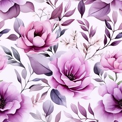 Seamless watercolor floral pattern. Generated Ai