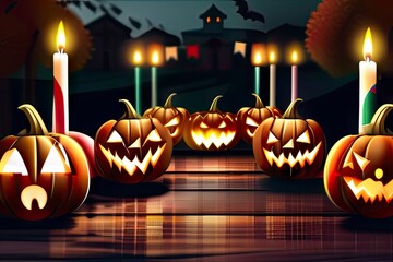 halloween pumpkin and candles