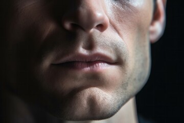Obraz premium Close-up portrait of a man's face on a black background