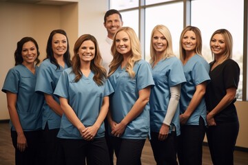 Portrait of a group of healthcare workers standing together in a hospital