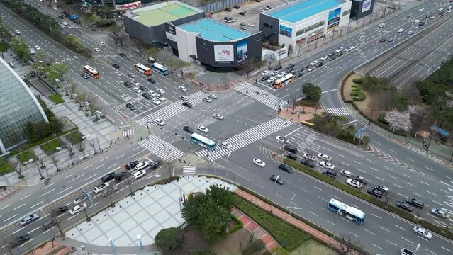 Timelapse of centum city Traffic, Haeundae, Busan, South Korea, Asia.