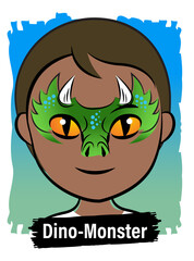 Face-Painting Creative Card Design- Dino Monster