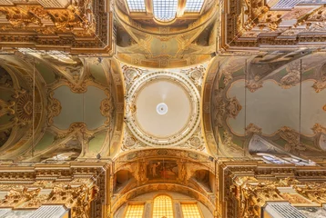 Foto op Aluminium GENOVA, ITALY - MARCH 8, 2023: The cupola and ceiling of baroque church Chiesa dei Santi Vittore e Carlo. © Renáta Sedmáková