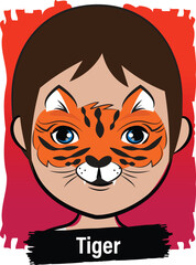 Face-Painting Creative Card Design- Cute Tiger