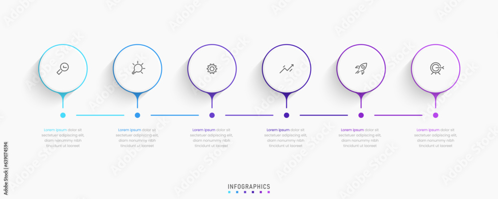 Wall mural vector infographic label design template with icons and 6 options or steps. can be used for process 