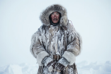Fototapeta premium Portrait if an Inuit man in winter.