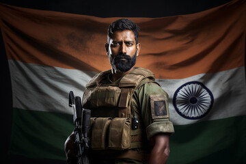Portrait of a soldier in the Indian army. 