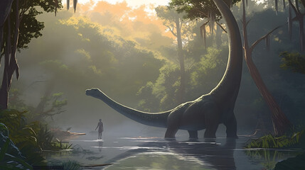 Obraz premium モケレ・ムベンベ：アフリカ・コンゴ川流域のUMA No.016 | Mokele-Mbembe: UMA from the Congo River Basin of Africa Generative AI