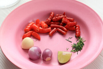 Ingredient Making Sambal Matah, Bali Traditional Spicy Sauce