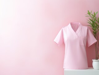 Pink spa therapist uniform on white