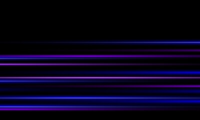 The light effect design. Vector blur in the light of radiance. Light and stripes moving fast over dark background. Element of decor. Horizontal rays of light.
