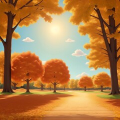 Art autumn sunny nature background. Ai Generated