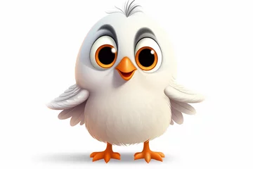 Poster Cute cartoon chicken isolated on a white background. © Rahela