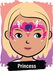 Face-Painting Creative Card Design- Princess Heart