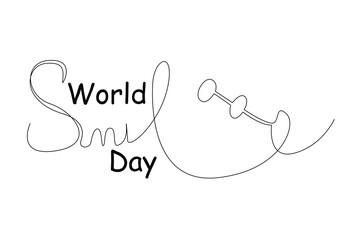 One continuous line drawing of World smile day concept. Doodle vector illustration in simple linear style. 