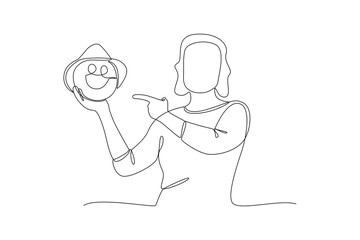 One continuous line drawing of World smile day concept. Doodle vector illustration in simple linear style. 