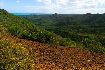 A peak of the Sapphire Pacific Ocean from Mount pic Nga Tropical