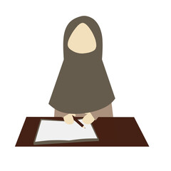 Faceless Muslim Woman and Book