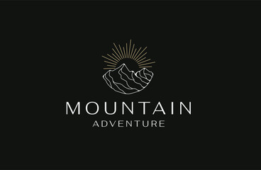 a line art mountain logo icon design template flat vector