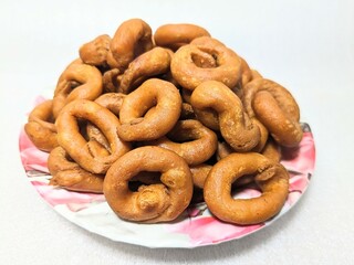 Kodubale or Ring Murukku, a popular Karnataka snack or South Indian Snacks