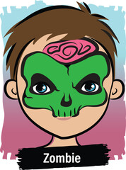 Face-Painting Creative Card Design- Green Zombie