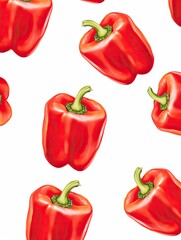 Red bell pepper copy space pattern wallpaper on white