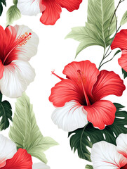 Bright hibiscus bloom copy space pattern wallpaper on white