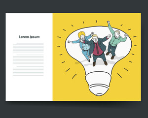 Business card template with business people in lightbulb
