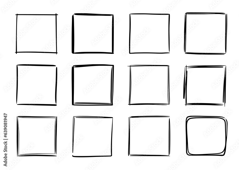 Fototapete hand drawn sketch frame vector. simple doodle rectangle pencil frame border shape. hand drawn doodle