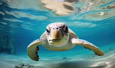 Close-up of sea turtle underwater
