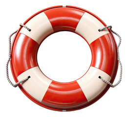 3D Red marine safety buoy ring isolated. - obrazy, fototapety, plakaty