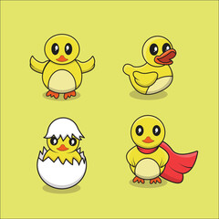 Set of duck character collection