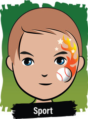 Face-Painting Creative Card Design- Sport Baseball