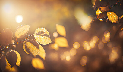 autumnal natural bokeh with sun for background or backdrop