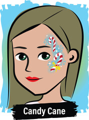 Face-Painting Creative Card Design- Candy Cane Xmas